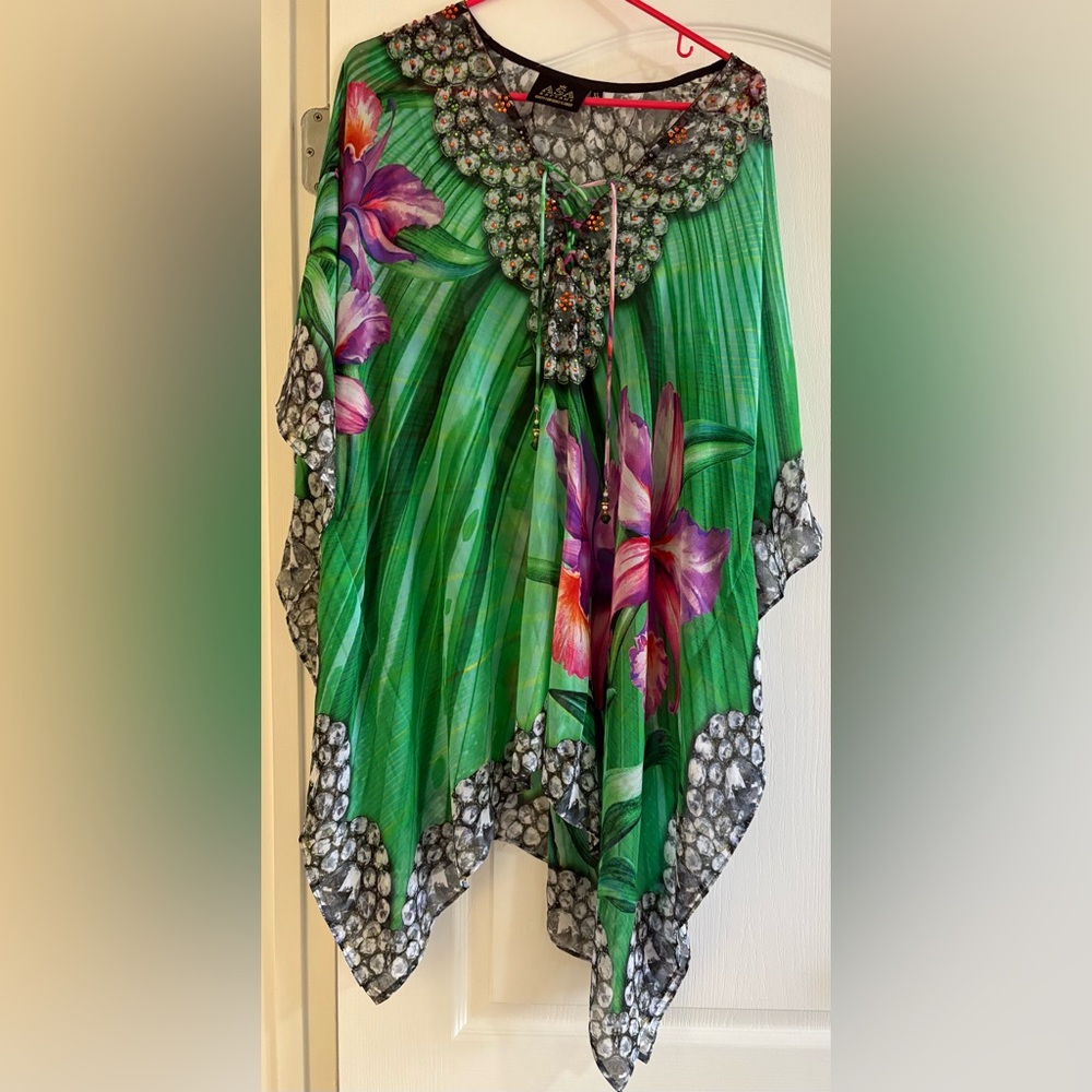 Green Floral Kaftan Tunic